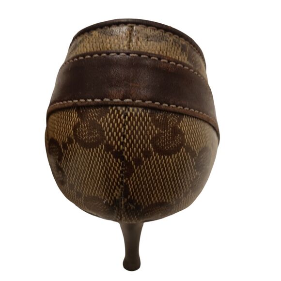 Rare Gucci GG Pumps Heels Sz 6 B BRASS GOLD BOWS Crystal Coated Canvas Classic - Picture 7 of 16